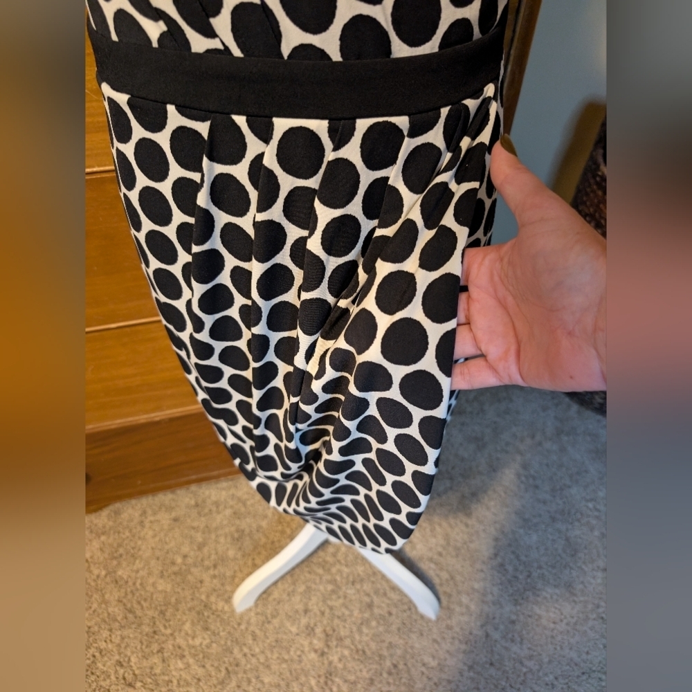 New York & Company Black and White Polka Dot Stretch Dress Cap Sleeve XL - Picture 9 of 13